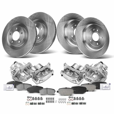 16 Pcs Front & Rear Disc Brake Rotors & Ceramic Brake Pads & Brake Calipers