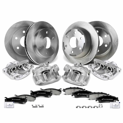 16 Pcs Front & Rear Disc Brake Rotors & Ceramic Brake Pads & Brake Calipers