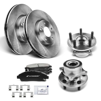8 Pcs Front Disc Brake Rotors & Ceramic Brake Pads & Hub Bearings