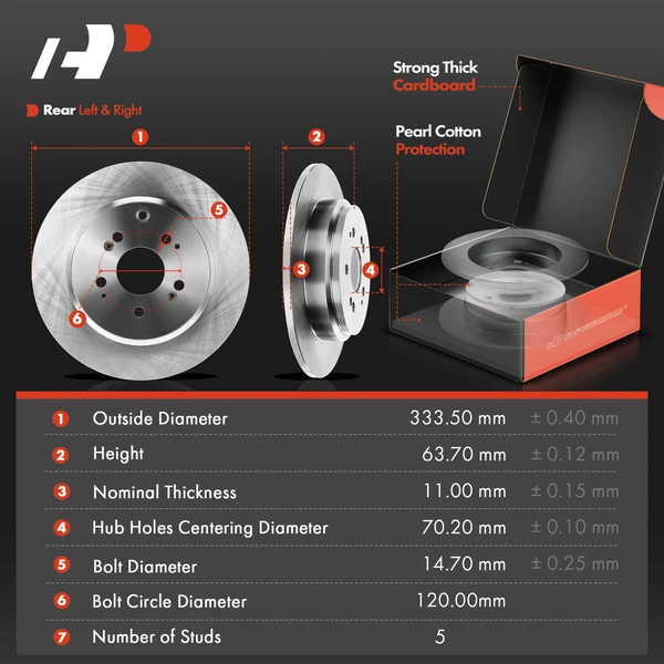 8 Pcs Rear Disc Brake Rotors & Ceramic Brake Pads & Hub Bearings for Honda Pilot 09-15 Acura MDX ZDX