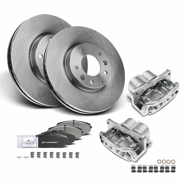 8 Pcs Front Disc Brake Rotors & Ceramic Brake Pads & Brake Calipers for 2007-2012 Mazda CX-7
