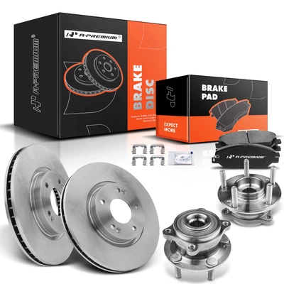 8 Pcs Front Disc Brake Rotors & Ceramic Brake Pads & Hub Bearings