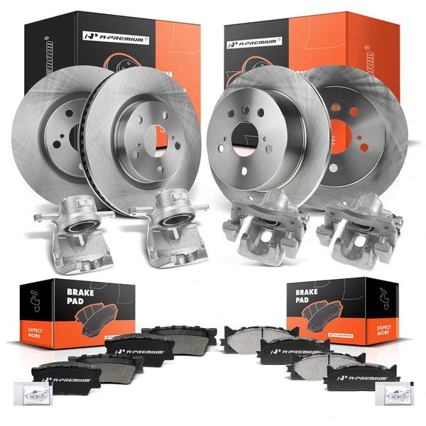 16 Pcs Front & Rear Disc Brake Rotors & Ceramic Brake Pads & Brake Calipers for Toyota Lexus