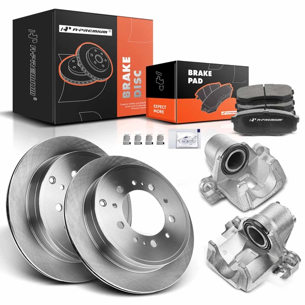 8 Pcs Rear Disc Brake Rotors & Ceramic Brake Pads & Brake Calipers for Lexus LX570 Toyota 08-15