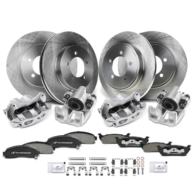 16 Pcs Front & Rear Disc Brake Rotors & Ceramic Brake Pads & Brake Calipers