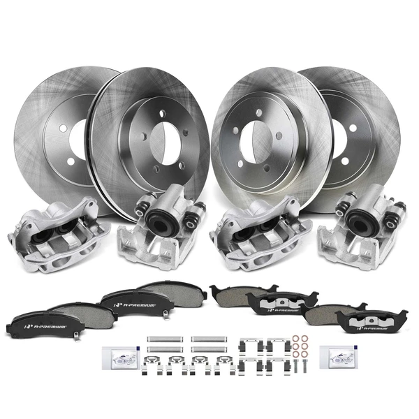 16 Pcs Front & Rear Disc Brake Rotors & Ceramic Brake Pads & Brake Calipers for Ford Explorer