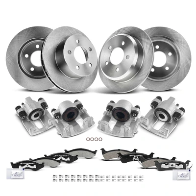 16 Pcs Front & Rear Disc Brake Rotors & Ceramic Brake Pads & Brake Caliper