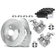 8 Pcs Rear Disc Brake Rotors & Ceramic Brake Pads & Brake Calipers for 2009-2010 Pontiac Vibe
