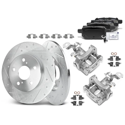 8 Pcs Rear Disc Brake Rotors & Ceramic Brake Pads & Brake Calipers