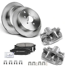 8 Pcs Rear Disc Brake Rotors & Ceramic Brake Pads & Brake Calipers for 2010-2014 Subaru Legacy