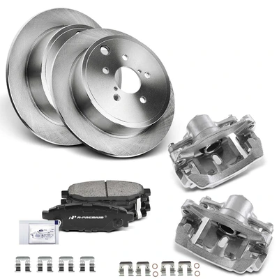 8 Pcs Rear Disc Brake Rotors & Ceramic Brake Pads & Brake Calipers