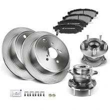 8 Pcs Rear Disc Brake Rotors & Ceramic Brake Pads & Hub Bearings for 2008-2014 Subaru Impreza