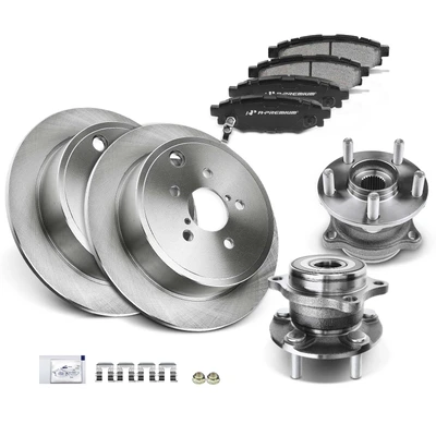 8 Pcs Rear Disc Brake Rotors & Ceramic Brake Pads & Hub Bearings