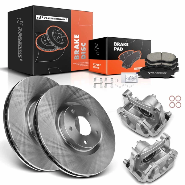 8 Pcs Front Disc Brake Rotors & Ceramic Brake Pads & Brake Calipers for Nissan Maxima 09-14 16-18