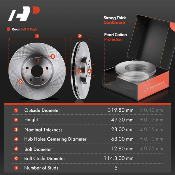 8 Pcs Front Disc Brake Rotors & Ceramic Brake Pads & Hub Bearings for Nissan Maxima 09-14 16-18 3.5L
