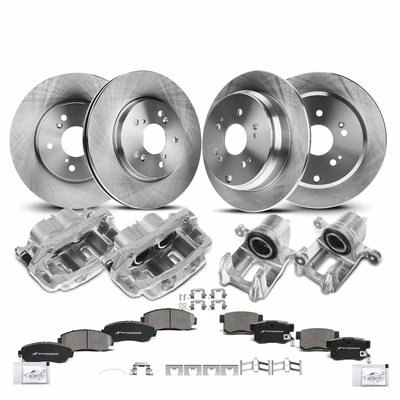 16 Pcs Front & Rear Disc Brake Rotors & Ceramic Brake Pads & Brake Calipers