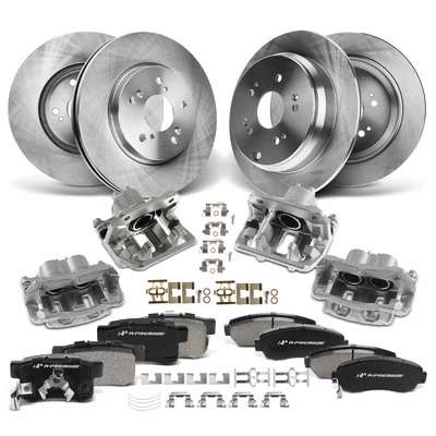 16 Pcs Front & Rear Disc Brake Rotors & Ceramic Brake Pads & Brake Calipers