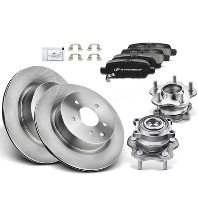 8 Pcs Rear Disc Brake Rotors & Ceramic Brake Pads & Hub Bearings