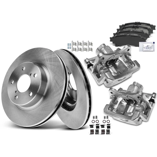 8 Pcs Rear Disc Brake Rotors & Ceramic Brake Pads & Brake Calipers for Lexus RX350 10-12 RX450h