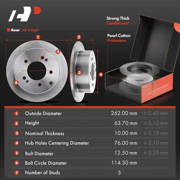 8 Pcs Rear Disc Brake Rotors & Ceramic Brake Pads & Hub Bearings for Kia Soul 2010-2013