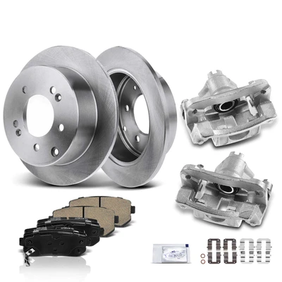 8 Pcs Rear Disc Brake Rotors & Ceramic Brake Pads & Brake Calipers