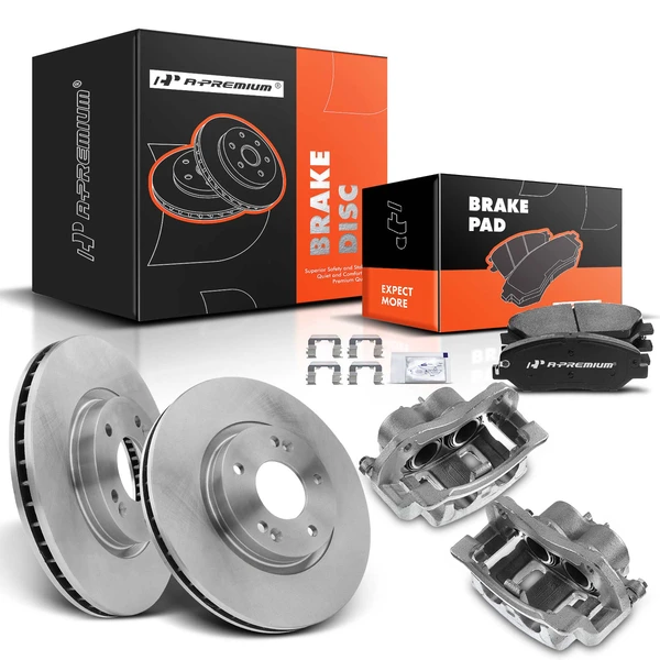 8 Pcs Front Disc Brake Rotors & Ceramic Brake Pads & Brake Calipers for Kia Soul 10-11 280mm Disc