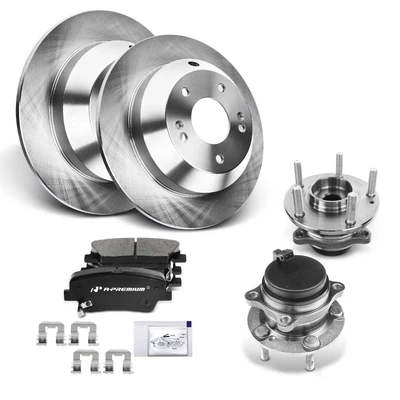 8 Pcs Rear Disc Brake Rotors & Ceramic Brake Pads & Hub Bearings