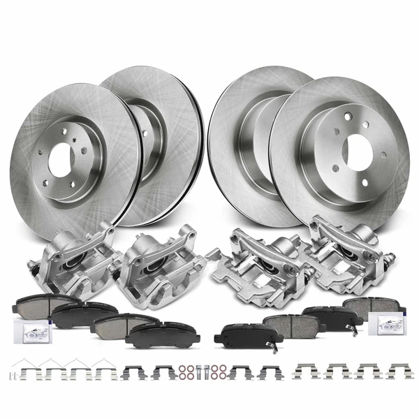 16 Pcs Front & Rear Disc Brake Rotors & Ceramic Brake Pads & Brake Calipers for 2009-2014 2016-2017 Nissan Maxima