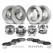 16 Pcs Front & Rear Disc Brake Rotors & Ceramic Brake Pads & Hub Bearings for 2009-2014 2016-2017 Nissan Maxima