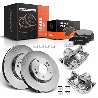 8 Pcs Front Disc Brake Rotors & Ceramic Brake Pads & Brake Calipers