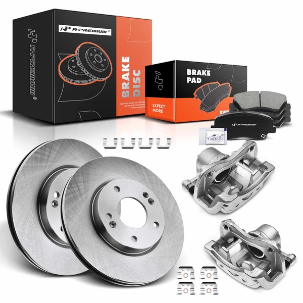 8 Pcs Front Disc Brake Rotors & Ceramic Brake Pads & Brake Calipers for Hyundai Elantra Coupe 11-16