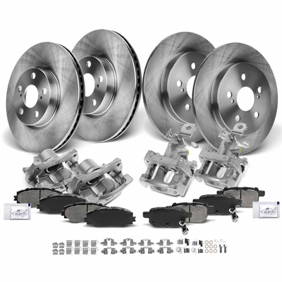 16 Pcs Front & Rear Disc Brake Rotors & Ceramic Brake Pads & Brake Calipers