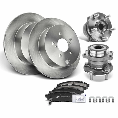 8 Pcs Rear Disc Brake Rotors & Ceramic Brake Pads & Hub Bearings