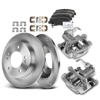 8 Pcs Rear Disc Brake Rotors & Ceramic Brake Pads & Brake Calipers