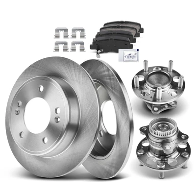 8 Pcs Rear Disc Brake Rotors & Ceramic Brake Pads & Hub Bearings