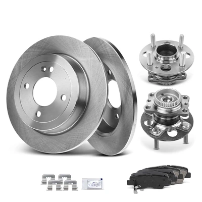 8 Pcs Rear Disc Brake Rotors & Ceramic Brake Pads & Hub Bearings