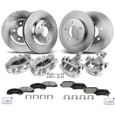 16 Pcs Front & Rear Disc Brake Rotors & Ceramic Brake Pads & Brake Calipers
