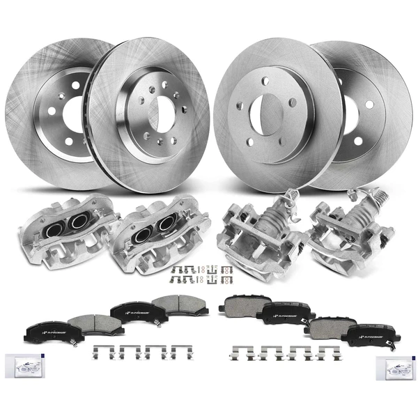 16 Pcs Front & Rear Disc Brake Rotors & Ceramic Brake Pads & Brake Calipers for Chevrolet Impala