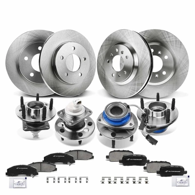 16 Pcs Front & Rear Disc Brake Rotors & Ceramic Brake Pads & Hub Bearings