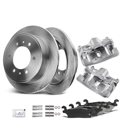 8 Pcs Rear Disc Brake Rotors & Ceramic Brake Pads & Brake Calipers