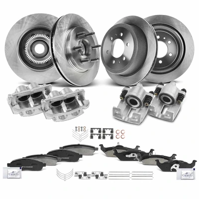 16 Pcs Front & Rear Disc Brake Rotors & Ceramic Brake Pads & Brake Calipers