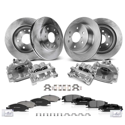 16 Pcs Front & Rear Disc Brake Rotors & Ceramic Brake Pads & Brake Calipers