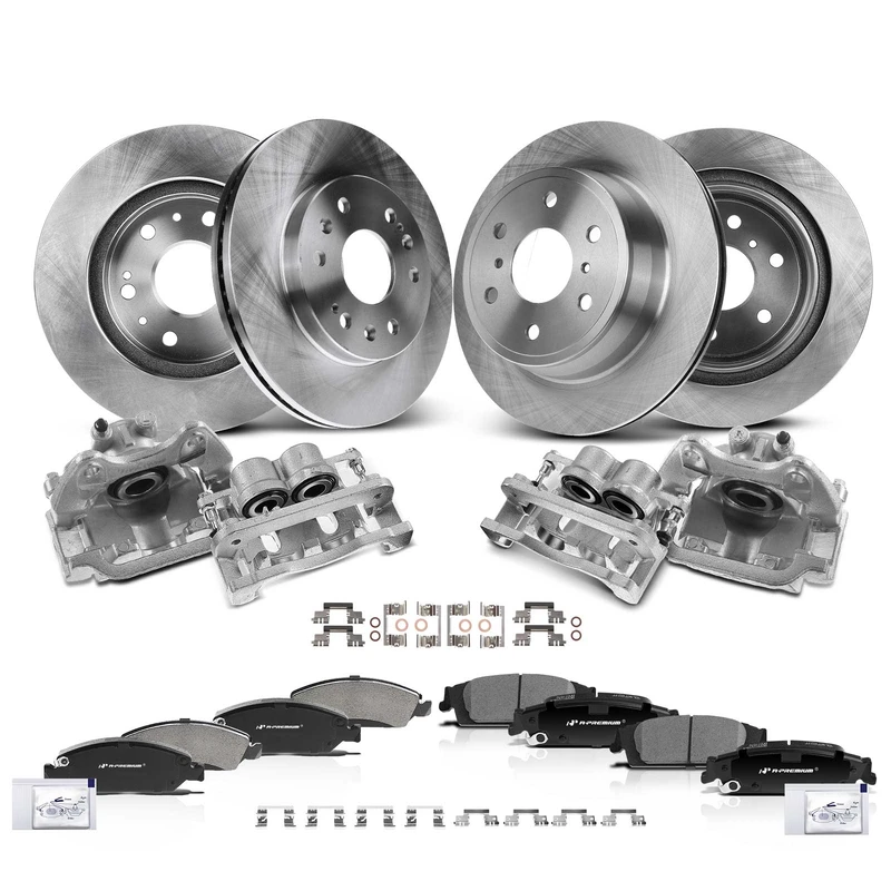 16 Pcs Front & Rear Disc Brake Rotors & Ceramic Brake Pads & Brake Calipers for Chevy Silverado GMC