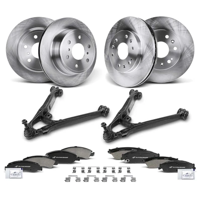 14 Pcs Disc Brake Rotors & Ceramic Pads & Control Arm Kit
