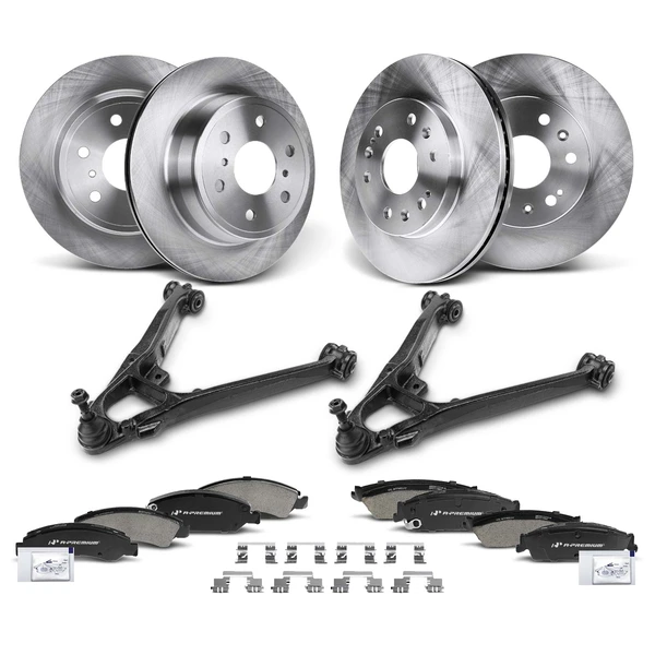 14 Pcs Disc Brake Rotors & Ceramic Pads & Control Arm Kit for Chevy Cadillac GMC