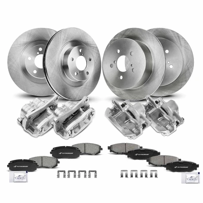 16 Pcs Front & Rear Disc Brake Rotors & Ceramic Brake Pads & Brake Calipers