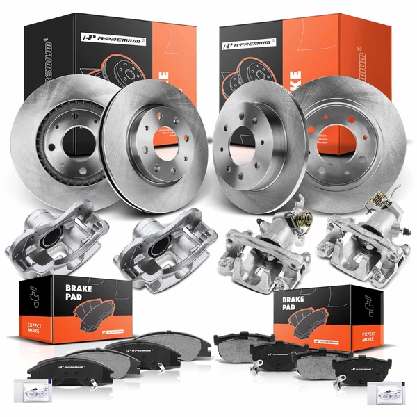 16 Pcs Front & Rear Disc Brake Rotors & Ceramic Brake Pads & Brake Calipers for Kia Spectra Spectra5