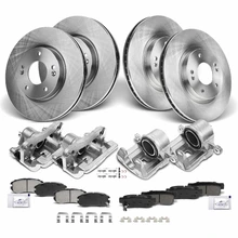 16 Pcs Front & Rear Disc Brake Rotors & Ceramic Brake Pads & Brake Calipers for 2005-2010 Kia Sportage