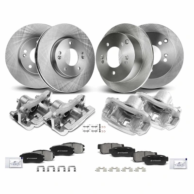 16 Pcs Front & Rear Disc Brake Rotors & Ceramic Brake Pads & Brake Calipers