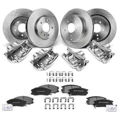 16 Pcs Front & Rear Disc Brake Rotors & Ceramic Brake Pads & Brake Calipers